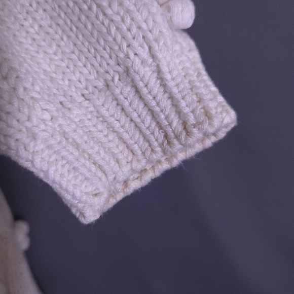 Boundary Waters Vtg Cowl Neck‎ Cable Knit Bobble Sweater Ivory Size S 80s 90s - Picture 4 of 8